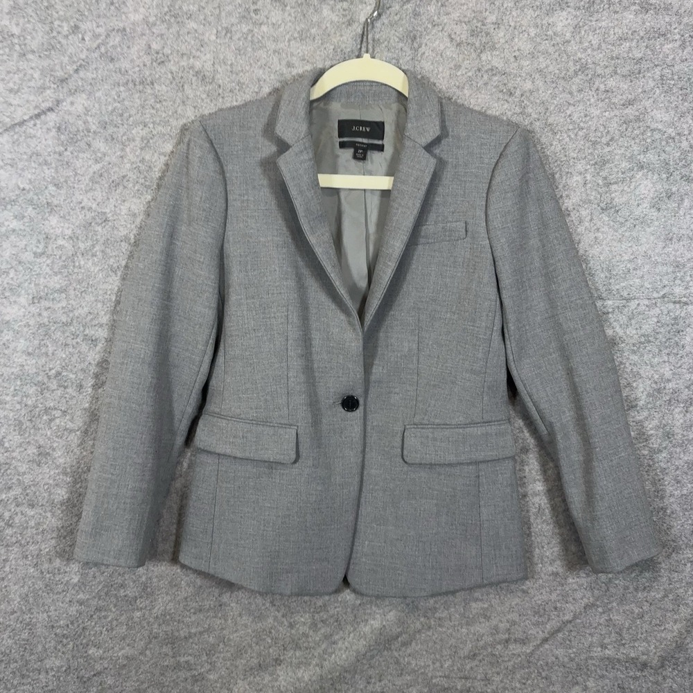 J.Crew Regent Blazer Womens Sz 2P Heathered Gray Woll Blend Lined Classic